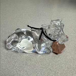 Princess House Clear and Copper Glass Cow Figurine